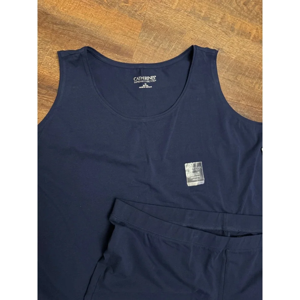 Catherines Suprema 5X 34/36W Active Leggings Tank Top Set Navy Blue NWT